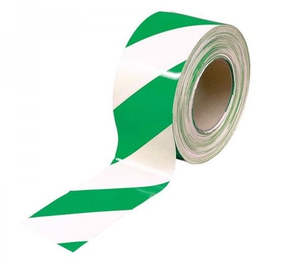 TAPE BARRIER 75MM X 50M GREEN/WHITE 